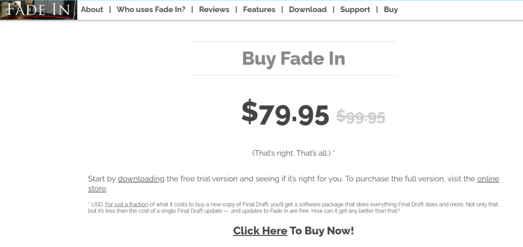 Fade in Pricing.